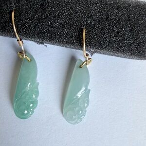 NEW Handcrafted Natural Burmese Grade A Jadeite Squirrel Earrings (AB Design)